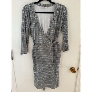 ELLIE KAI Women’s 2 Wrap Dress Black/Blue White V-Neck 3/4 Sleeve Knee Length